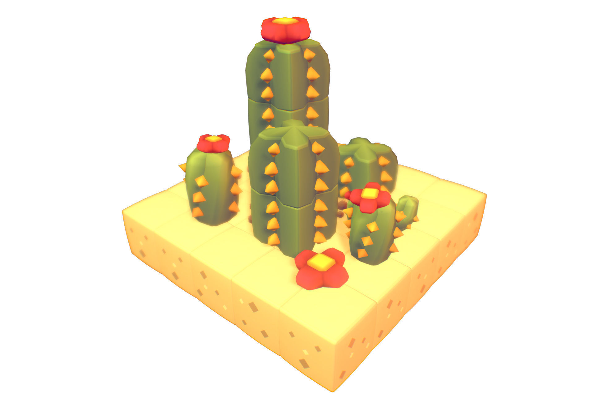 Cube World Sand Block - Proto Series Low-poly 3D model_5