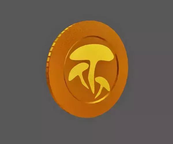 Crypto Game gold coin Three mushroom 3d low poly model PBR VR AR