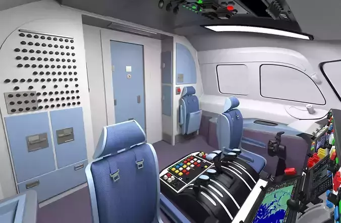 Cockpit interior of plane Low-poly 3D model