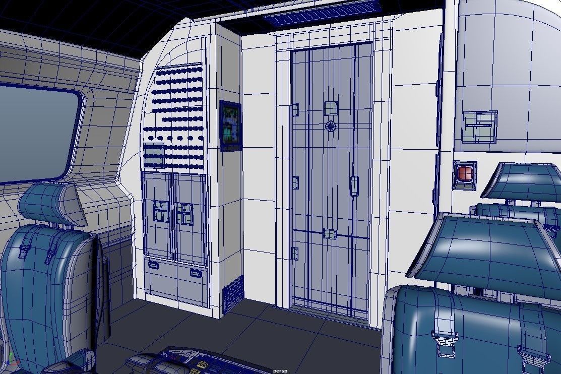 Cockpit interior of plane Low-poly 3D model_8