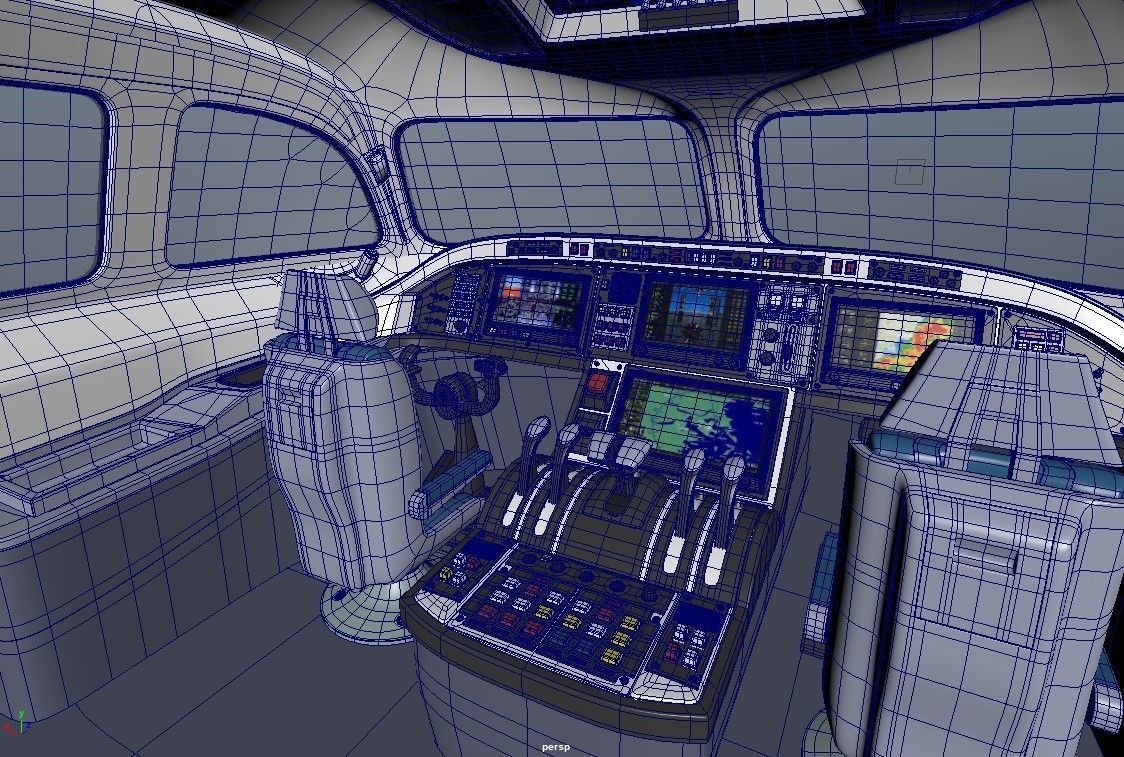 Cockpit interior of plane Low-poly 3D model_6