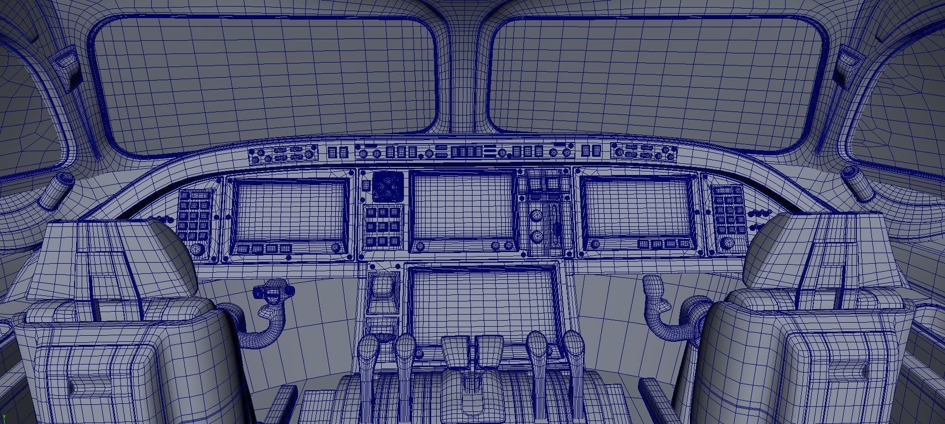 Cockpit interior of plane Low-poly 3D model_7