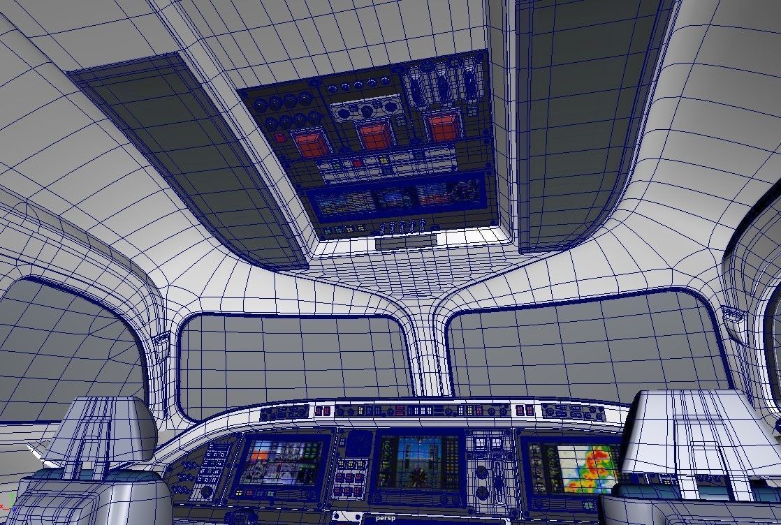 Cockpit interior of plane Low-poly 3D model_9