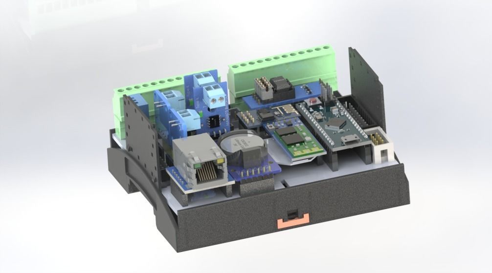 Arduino  Adaptation Multi - Module Housing Mount DIN Rail 3D print model_4