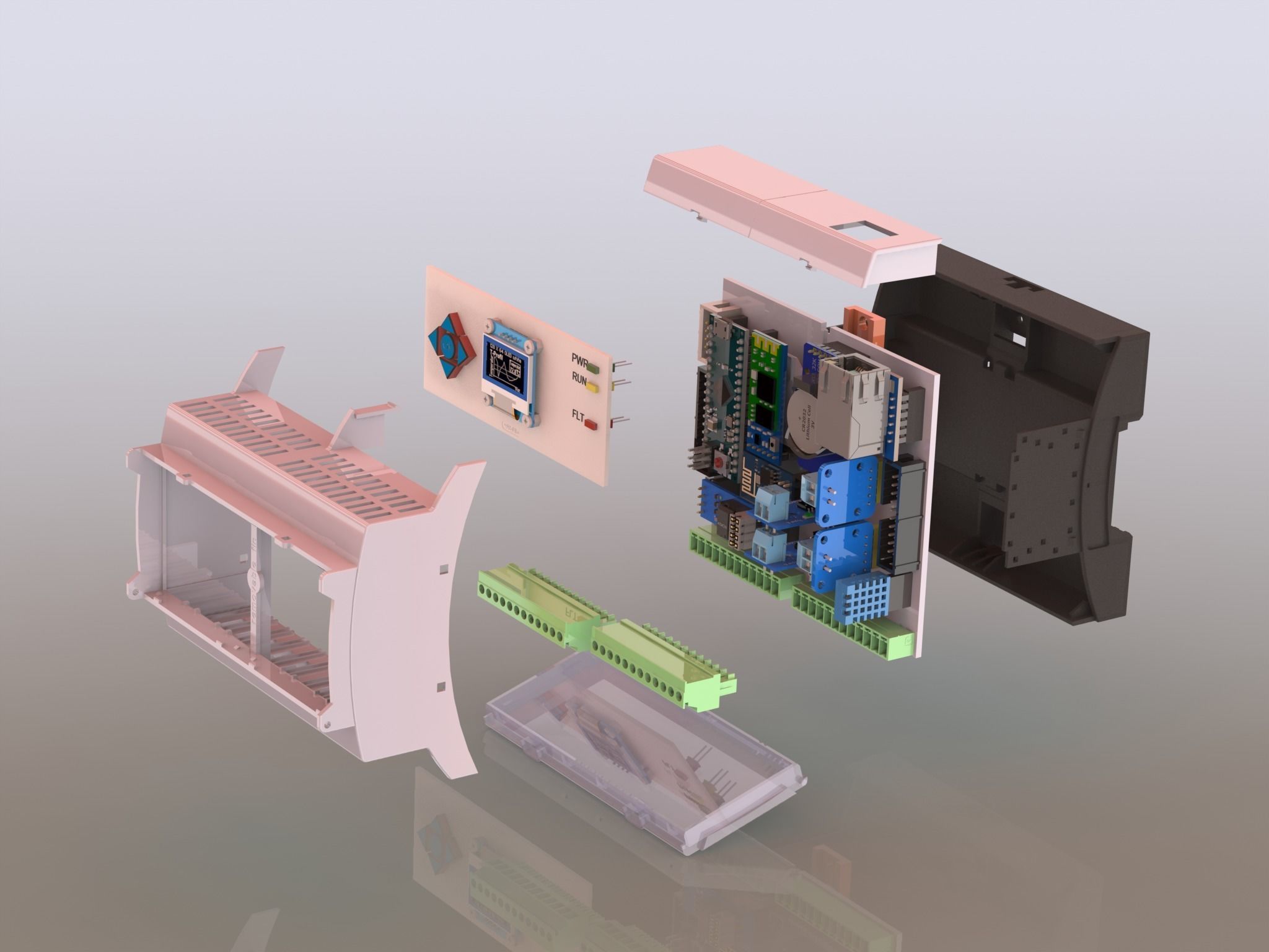 Arduino  Adaptation Multi - Module Housing Mount DIN Rail 3D print model_2