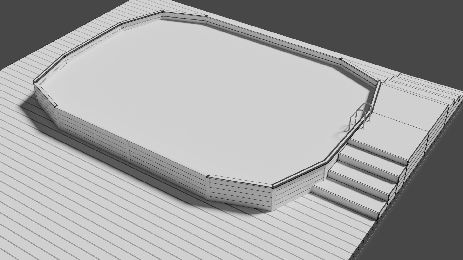 Wooden Swimming Pool Low-poly 3D model_4