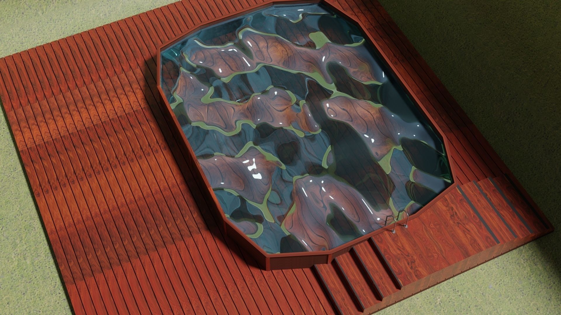 Wooden Swimming Pool Low-poly 3D model_1