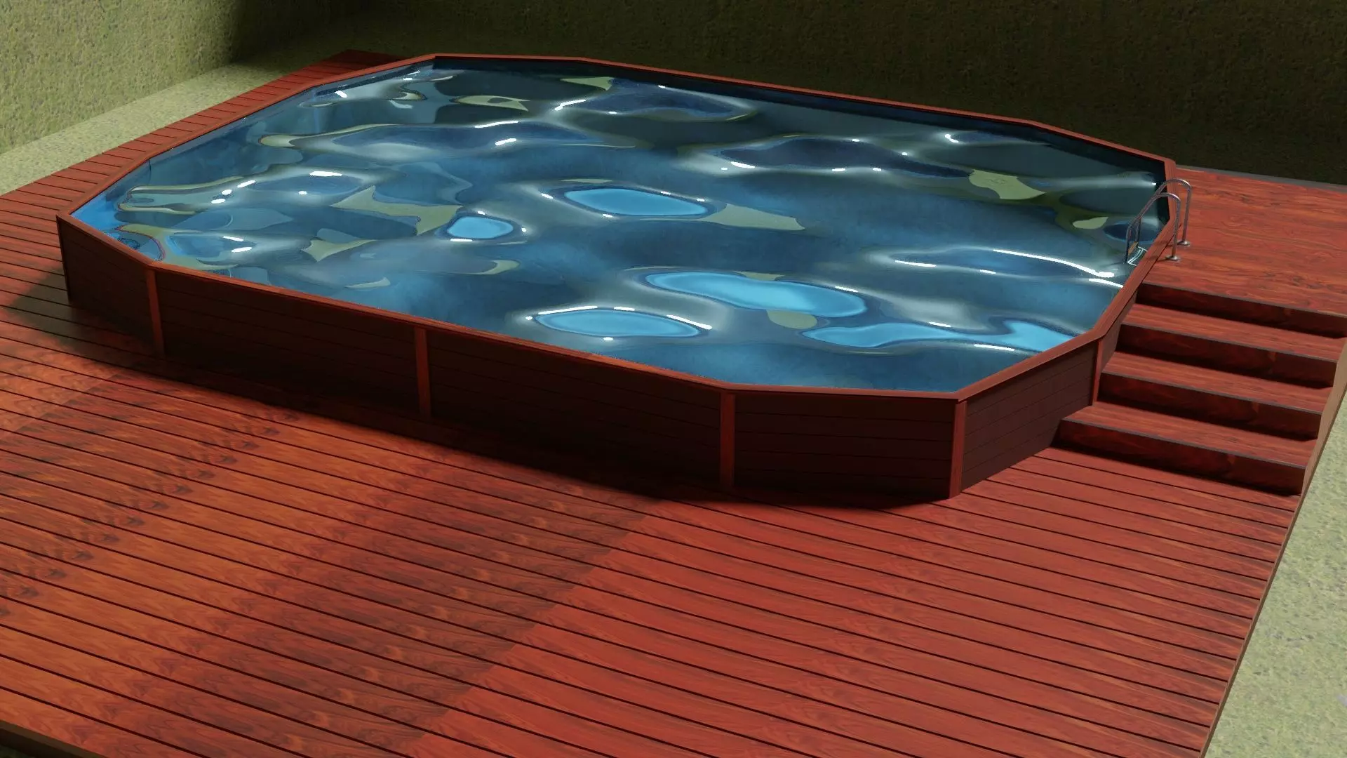 Wooden Swimming Pool Low-poly 3D model_0