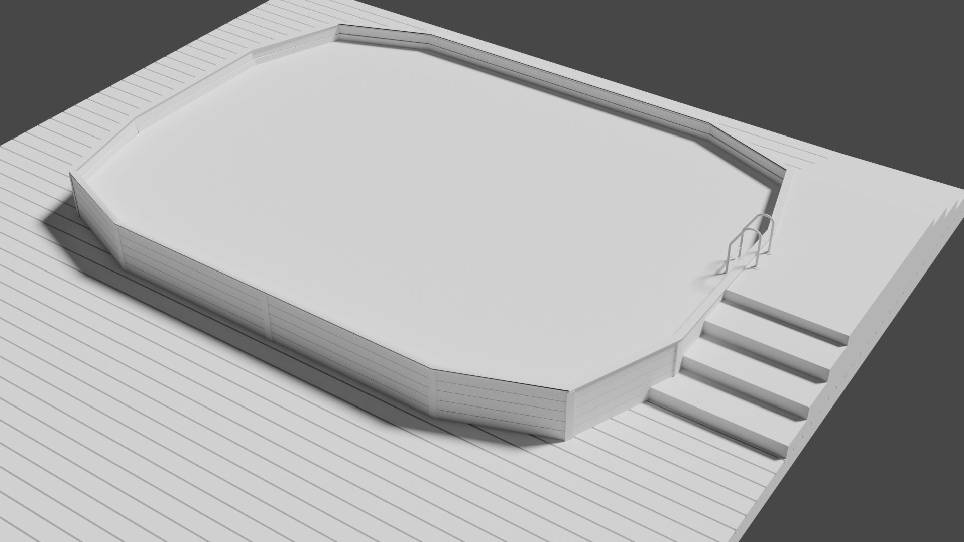 Wooden Swimming Pool Low-poly 3D model_3