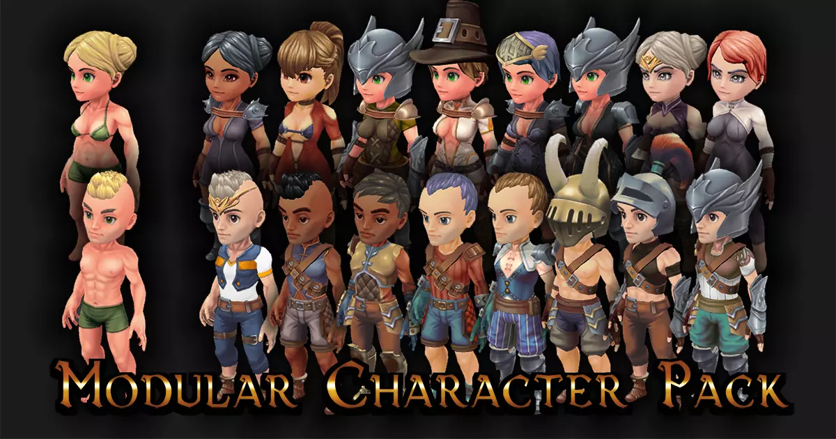 Modular character pack Low-poly 3D model_0