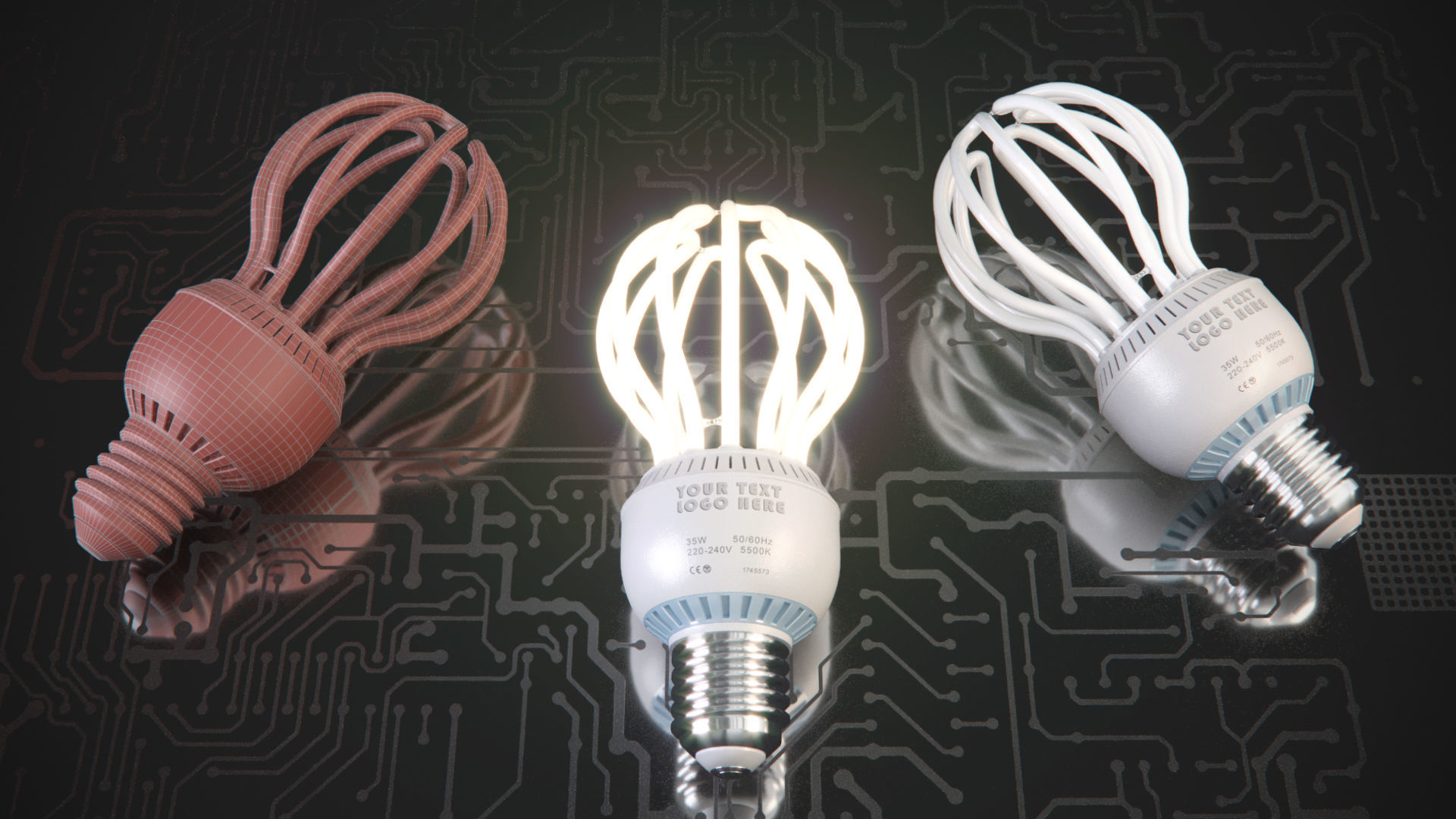Energy saving light bulbs  3D model_3