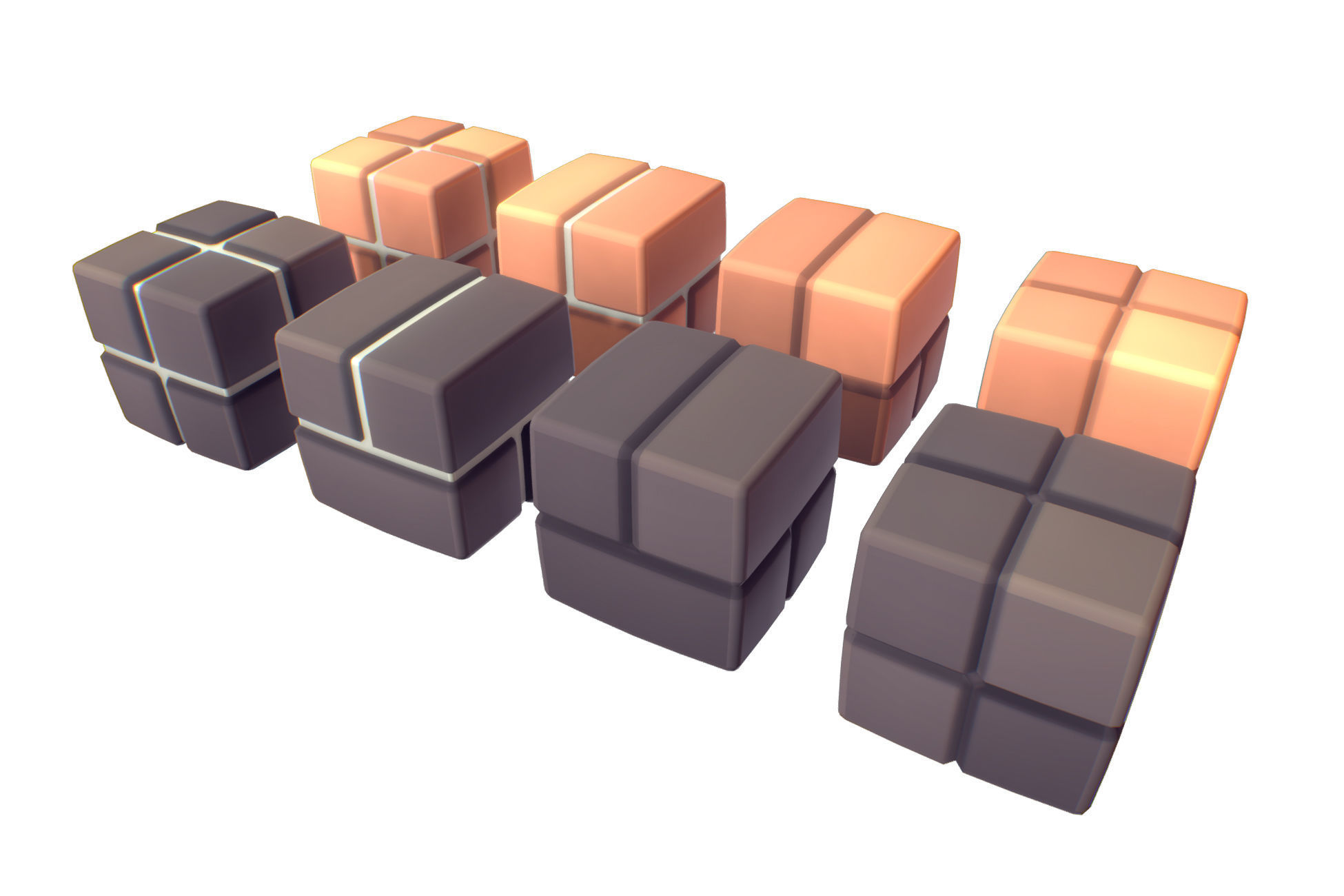 Cube World Bundle - Proto Series Low-poly 3D model_9