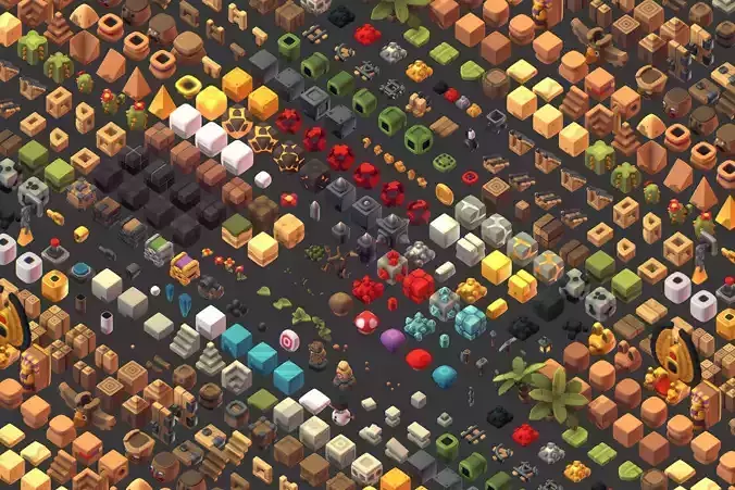 Cube World Bundle - Proto Series Low-poly 3D model