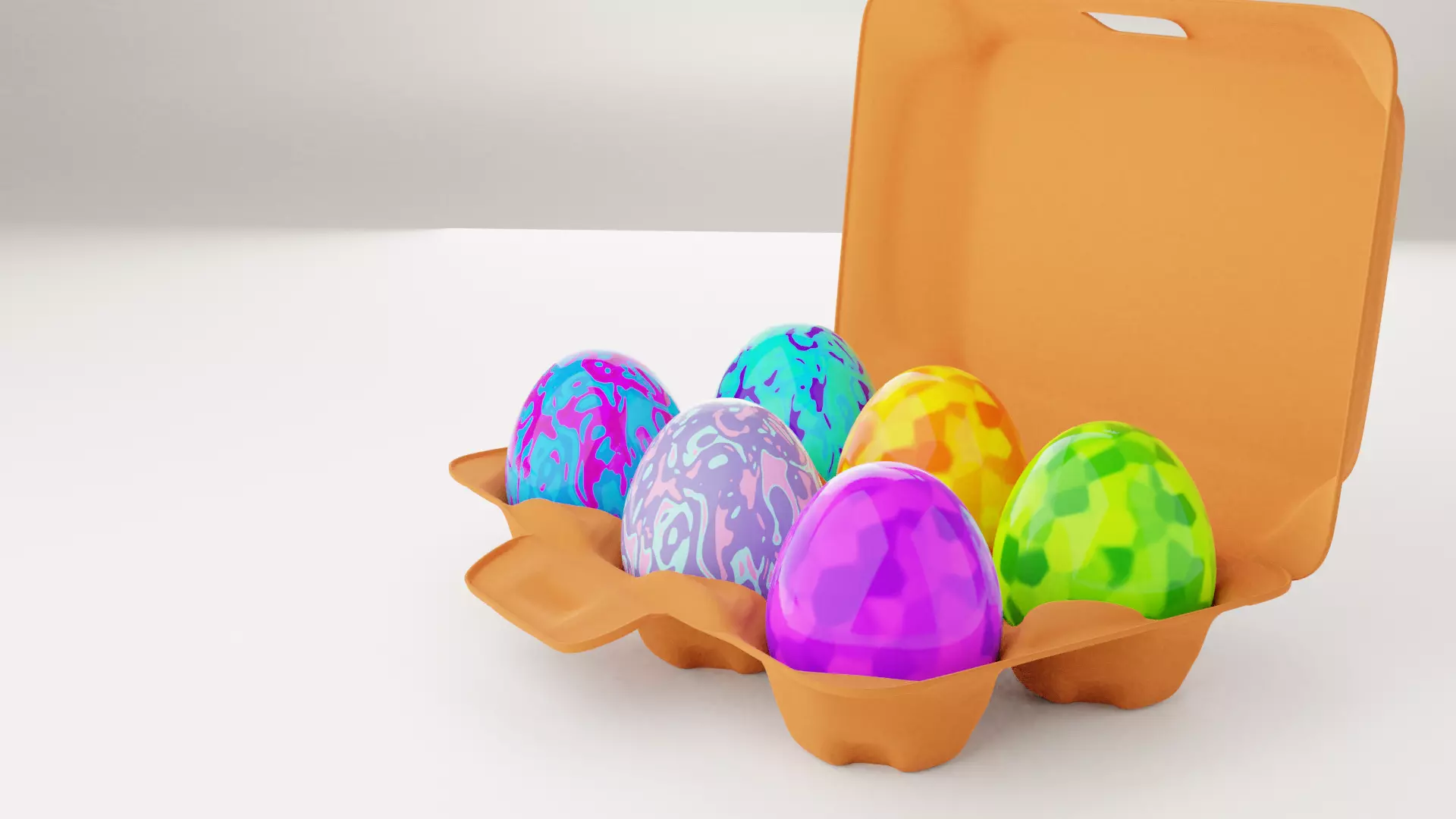 Rigged Egg Box 3D Model Including 6 Easter Eggs Low-poly 3D model_0