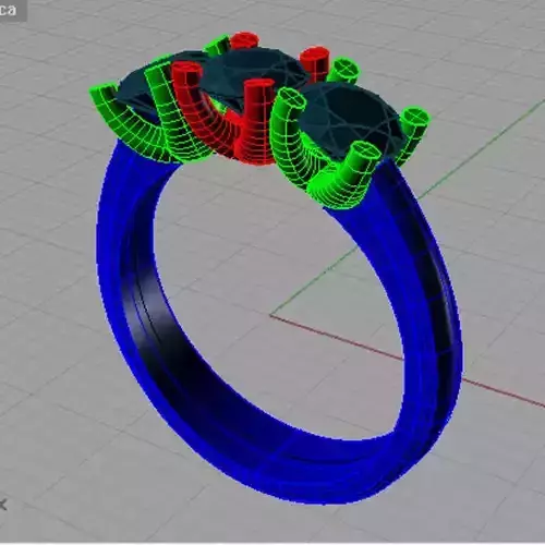 Diamond Trilogy Engagement Ring Anello Trilogy TR37 3D print model