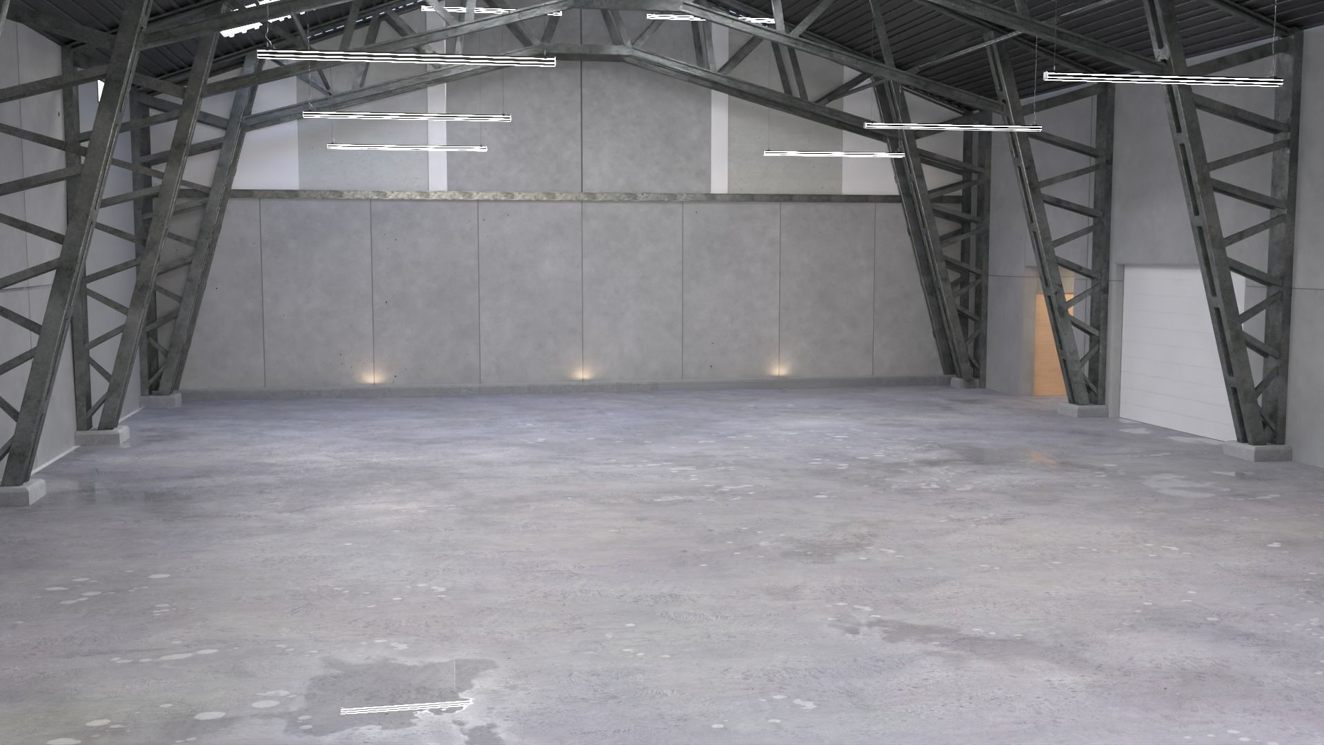 Hangar and Camaro Low-poly 3D model_6