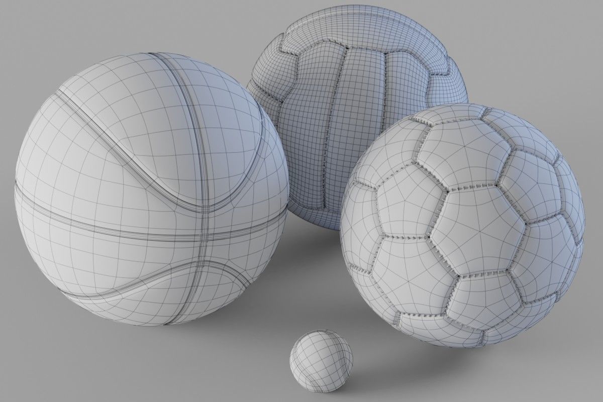Balls pack Low-poly 3D model_4