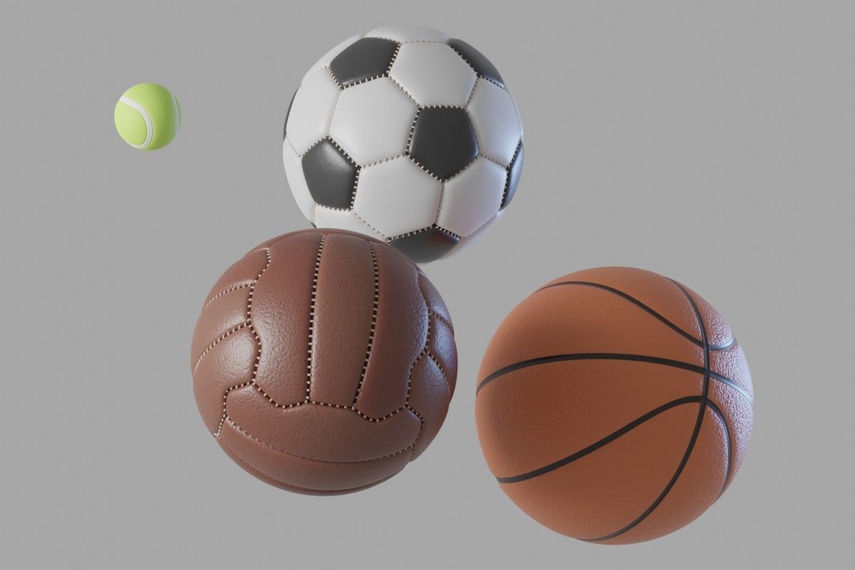 Balls pack Low-poly 3D model_2