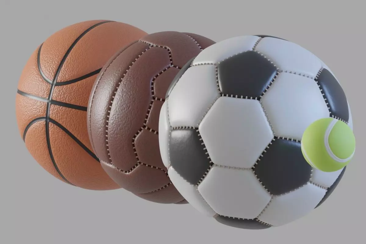 Balls pack Low-poly 3D model_0