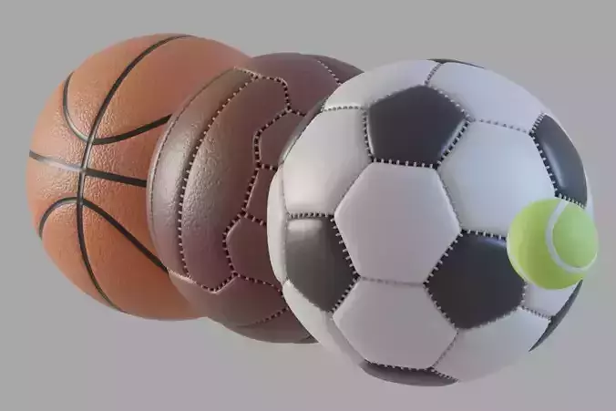 Balls pack Low-poly 3D model