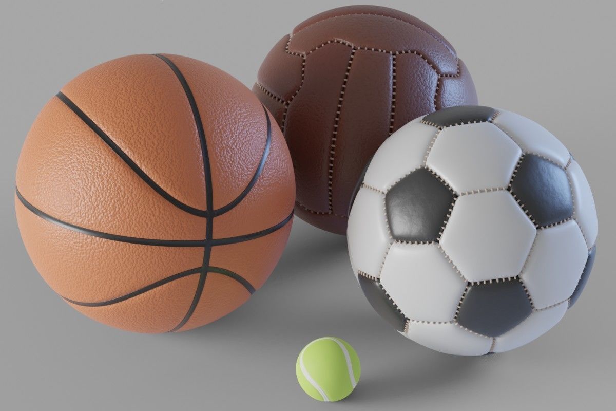 Balls pack Low-poly 3D model_1