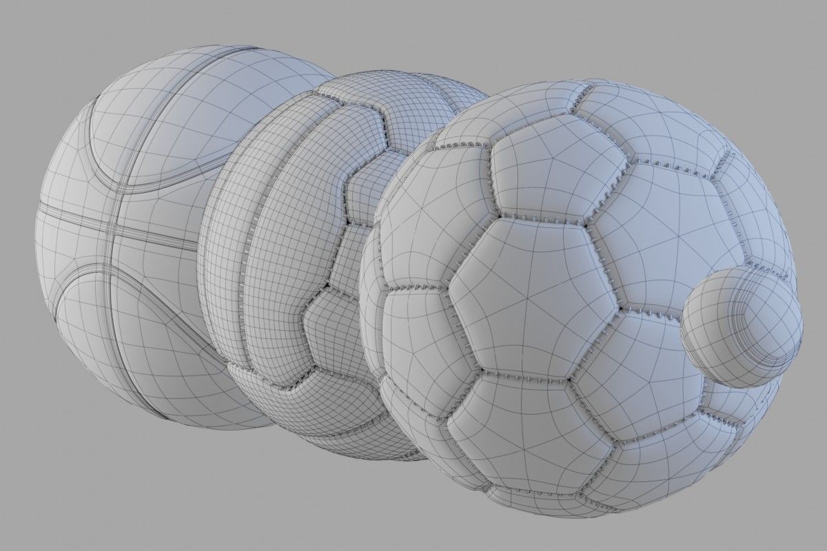 Balls pack Low-poly 3D model_3