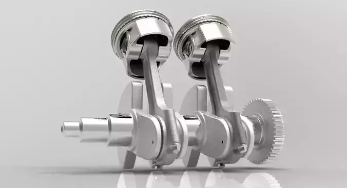 TwinAir Engine Crankshaft and Pistons 3D model