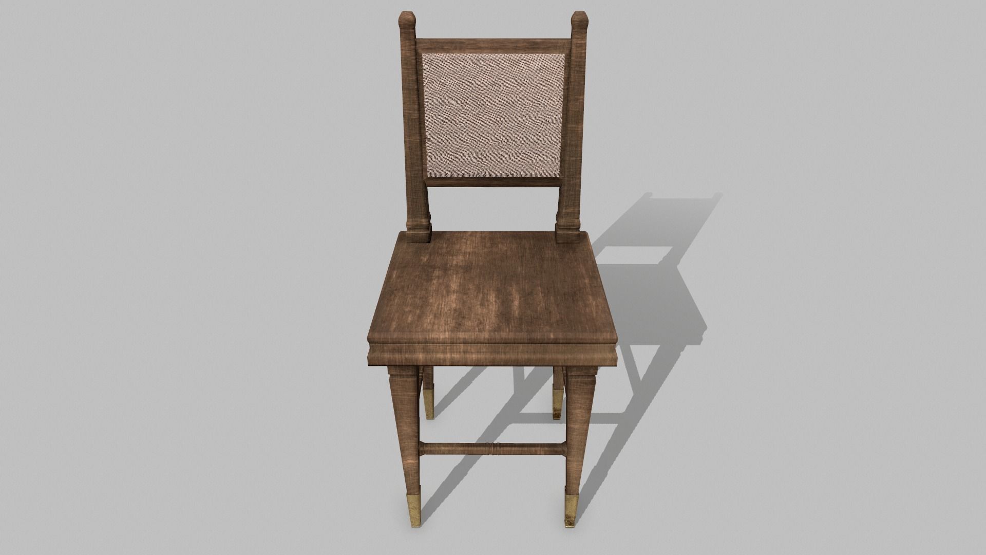 Table Set wooden chair Low-poly 3D model_13