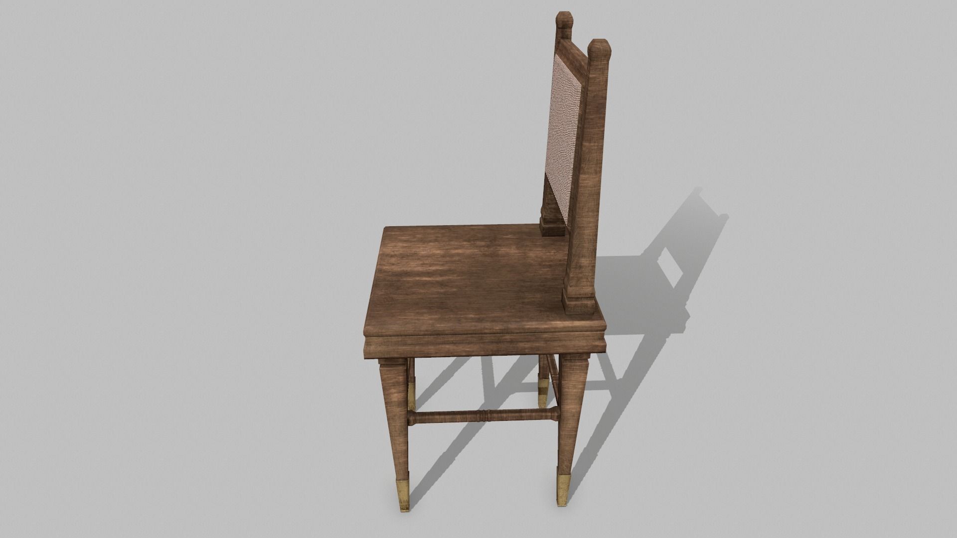 Table Set wooden chair Low-poly 3D model_11