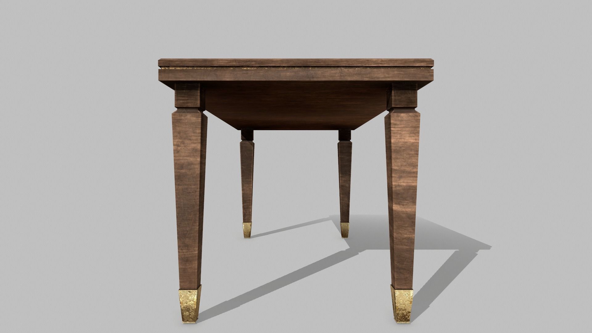 Table Set wooden chair Low-poly 3D model_7