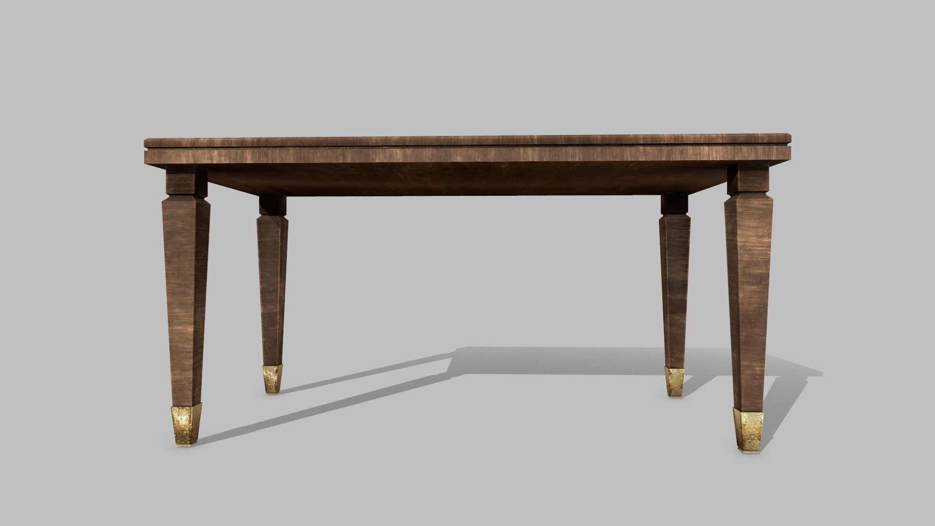 Table Set wooden chair Low-poly 3D model_9