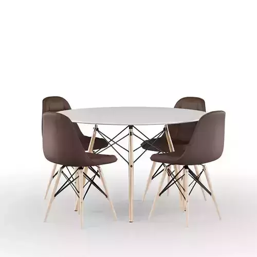 Set Eames Leather Table and Chairs