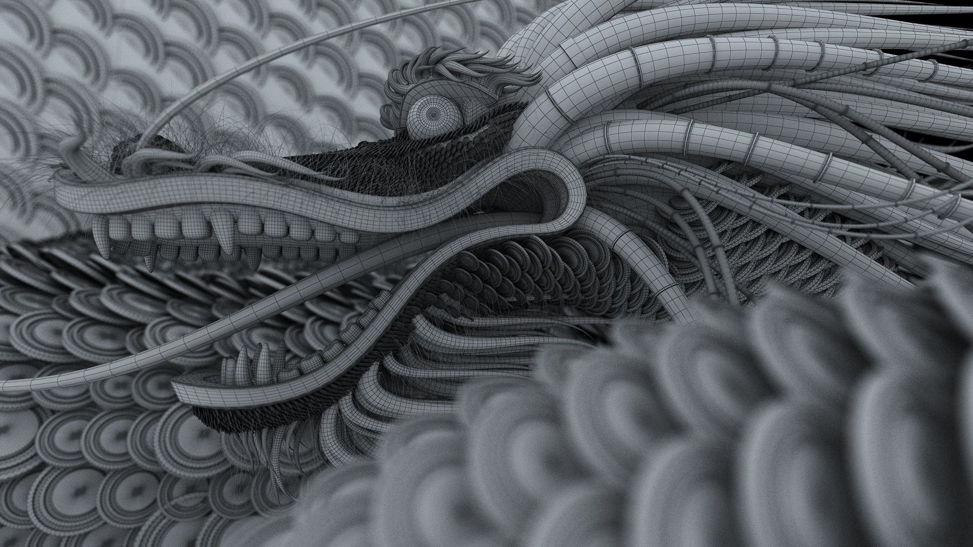 Chinese Dragon head 3D model_2