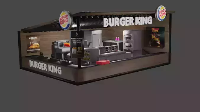 Burger King Kiosk Model Container Burger Restaurant Shop 3D model