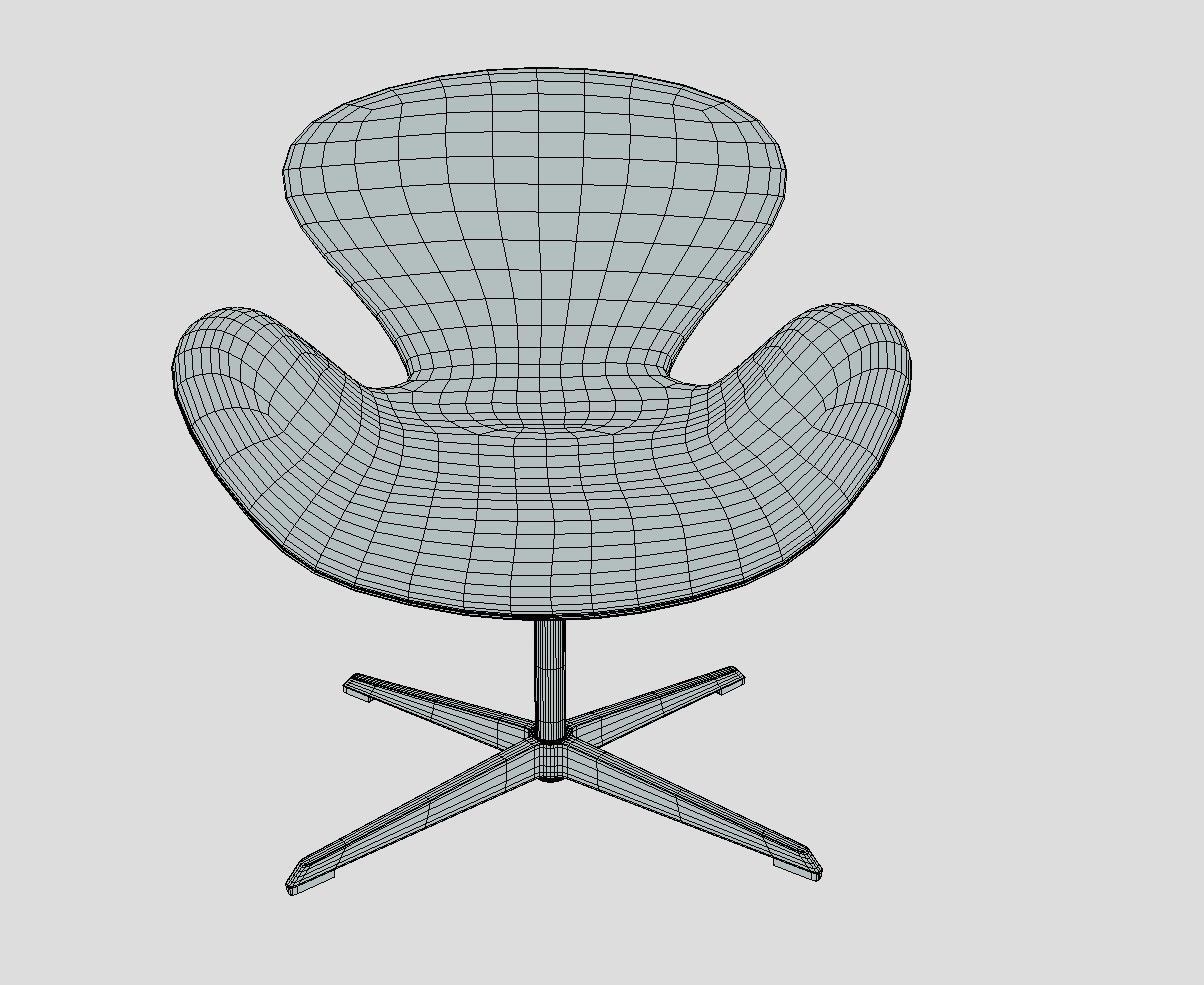 Swan Chair Low-poly 3D model_7