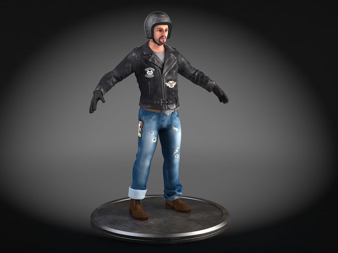 Classic Biker Harley Rider 3D model