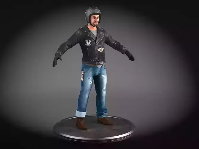 Classic Biker Harley Rider 3D model