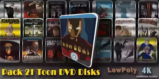 21 Pack cartoon DVD  discs Low-poly 3D model