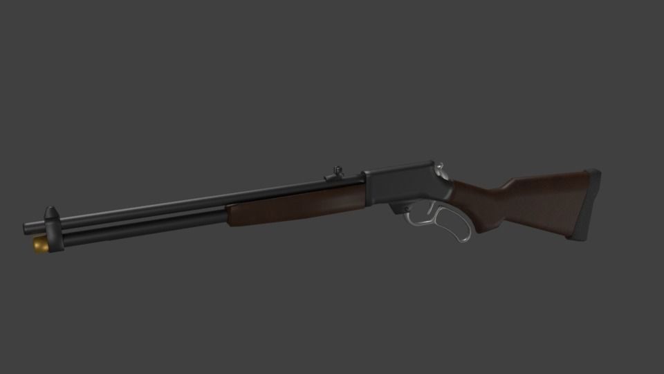 Lever Action Rifle with Internal Magazine Tube Free 3D model_1