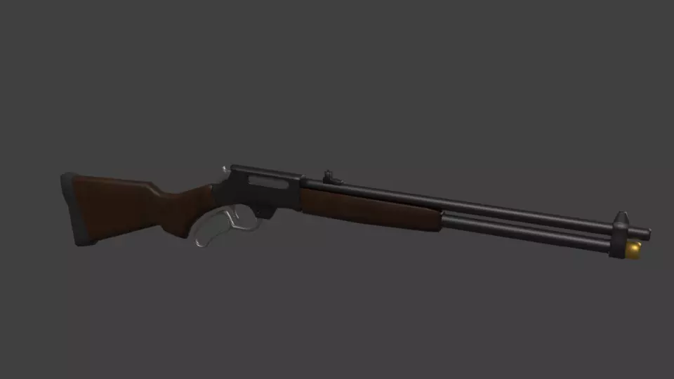 Lever Action Rifle with Internal Magazine Tube Free 3D model_0