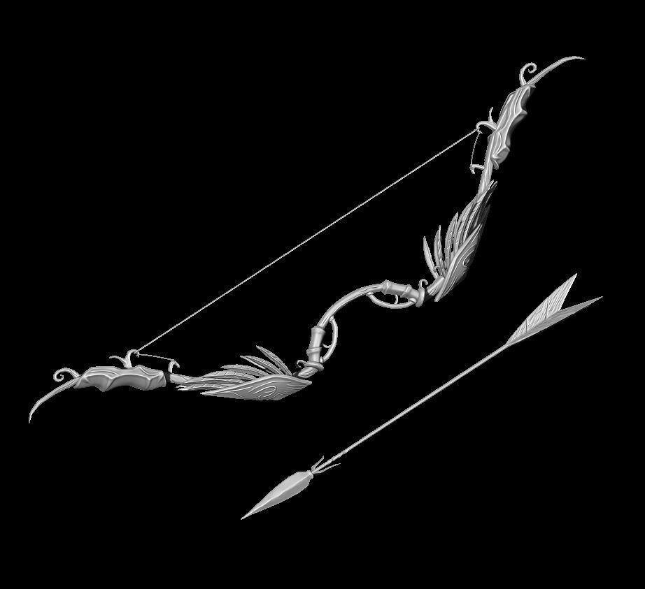 Elven bow and arrow  Low-poly 3D model_6