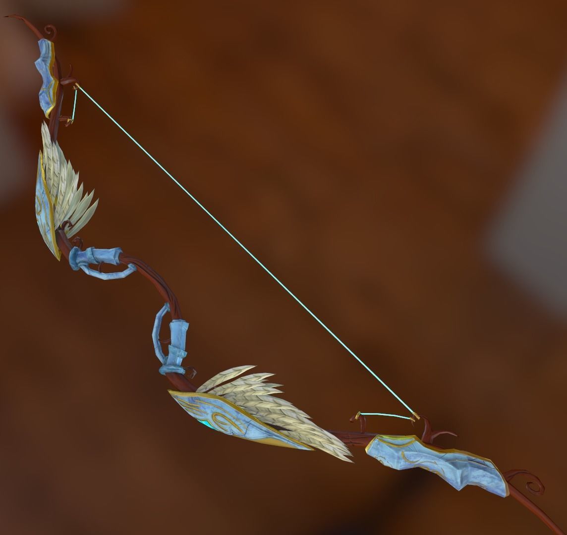 Elven bow and arrow  Low-poly 3D model_2