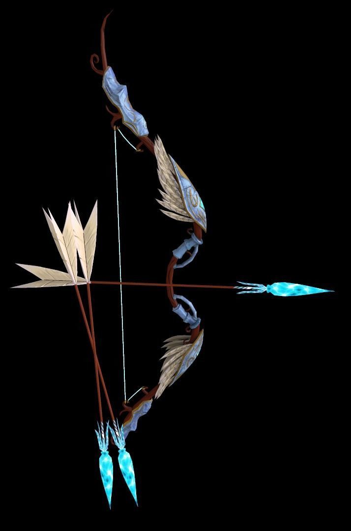 Elven bow and arrow  Low-poly 3D model_7