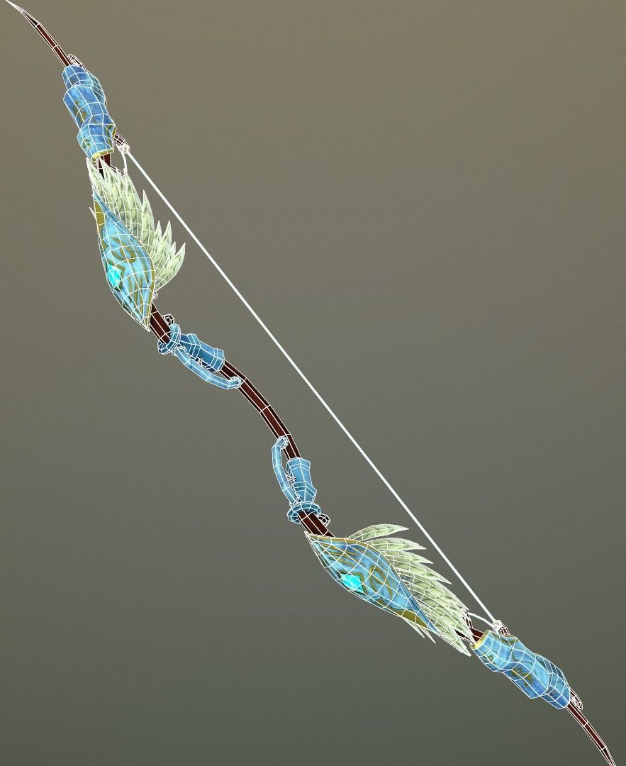 Elven bow and arrow  Low-poly 3D model_3