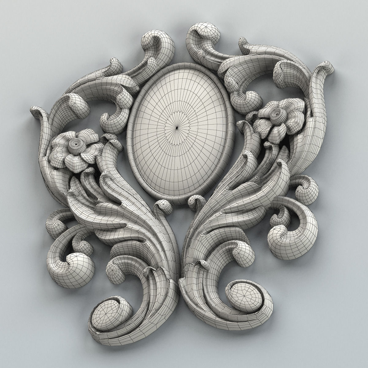 Carved decor vertical 002 3D model_7