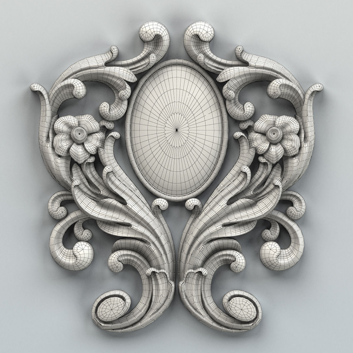 Carved decor vertical 002 3D model_5