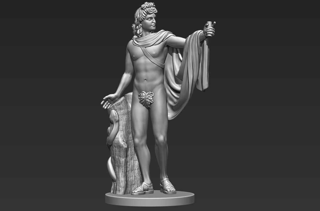 Apollo Greek Statue 3D print model_6