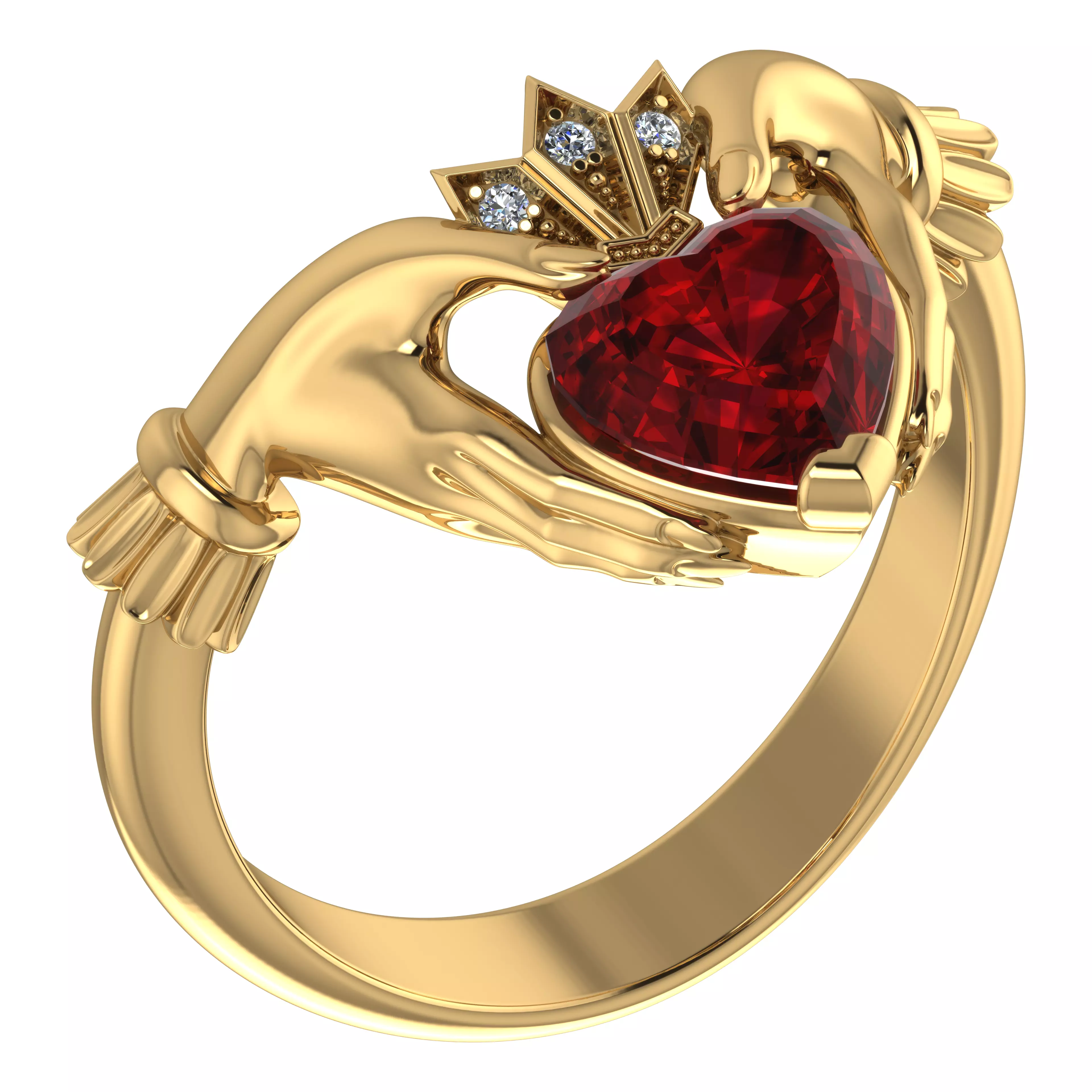 Claddagh ring 3D print model_0