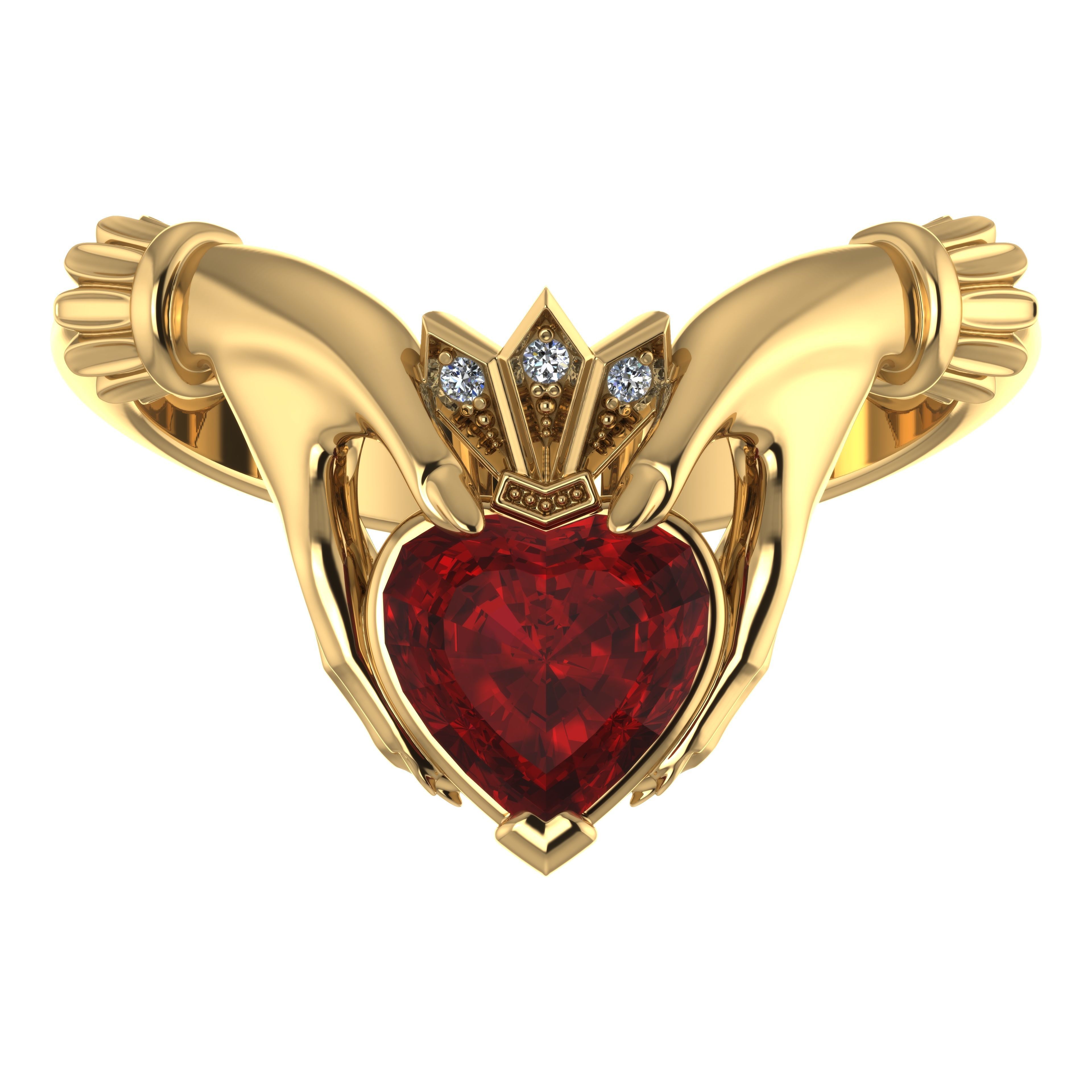Claddagh ring 3D print model_1