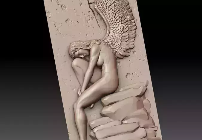 angel female Bas Relief   3D print model
